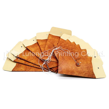 Custom Printing Packaging Brown Kraft Paper Envelope with Button and String