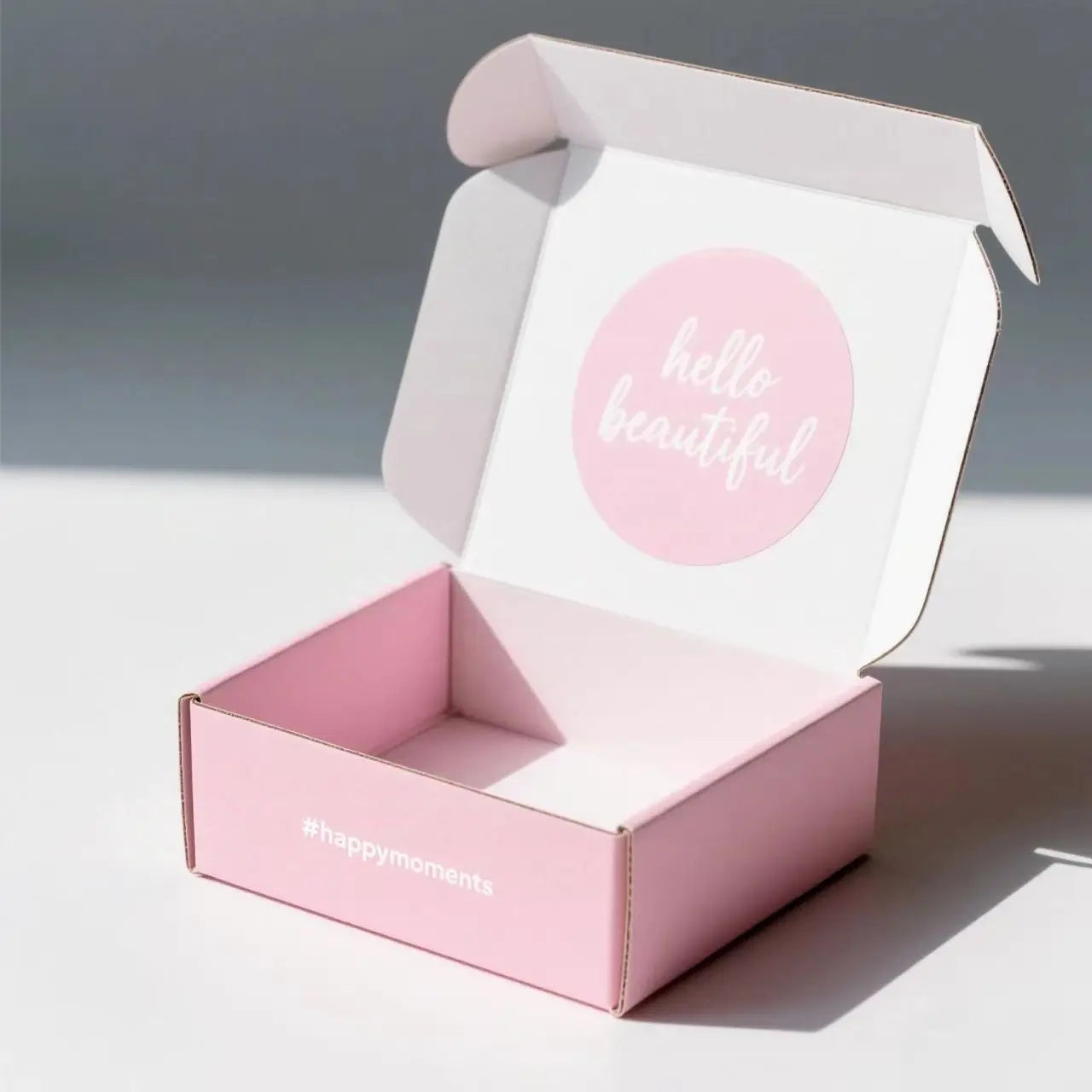 Custom Embossing Gold Foil Premium White pink Cardboard Corrugated Shipping Mailer Box Packaging