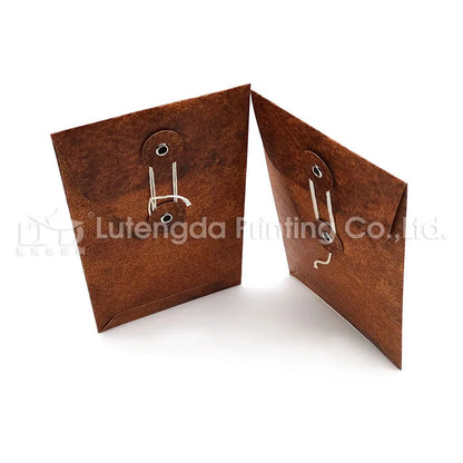 Custom Printing Packaging Brown Kraft Paper Envelope with Button and String