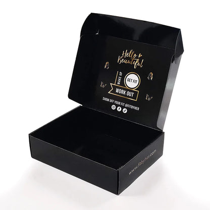 Package Design Recycled Custom Printed logo Shipping Paper Boxes Luxury Design Glossy Black Corrugated Cardboard Mailer Boxes