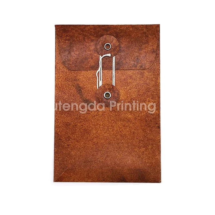 Custom Printing Packaging Brown Kraft Paper Envelope with Button and String