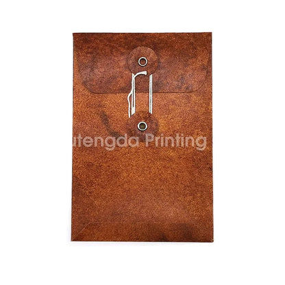 Custom Printing Packaging Brown Kraft Paper Envelope with Button and String