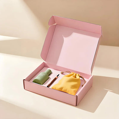 Cosmetic Packaging Box with Custom Logo Paperboard Mailer box Packaging Case for Beauty Products in Pink Kraft Paper