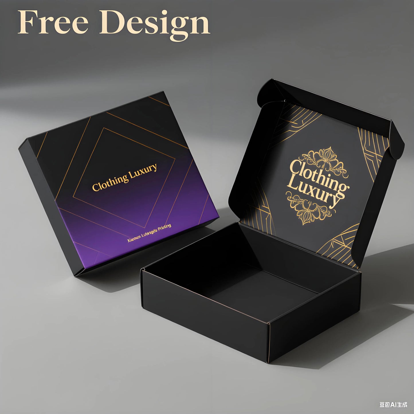 Free Design Clothing Luxury Boxes Eco Friendly Black Paper Cardboard Boxes Customized Black Corrugated Box