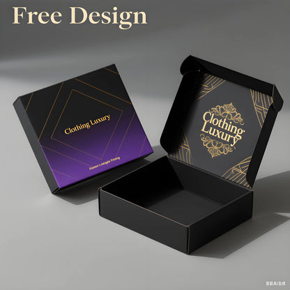 Free Design Clothing Luxury Boxes Eco Friendly Black Paper Cardboard Boxes Customized Black Corrugated Box