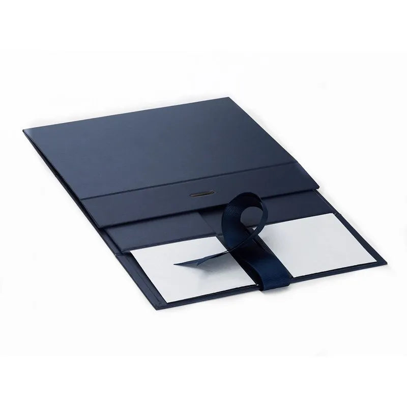 Customised Large Black Paper Rigid Cardboard Folding Magnetic Gift Boxes Packaging with Ribbon Wholesale ISO9001