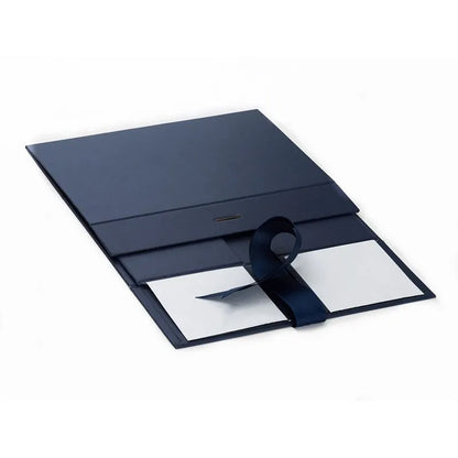 Customised Large Black Paper Rigid Cardboard Folding Magnetic Gift Boxes Packaging with Ribbon Wholesale ISO9001