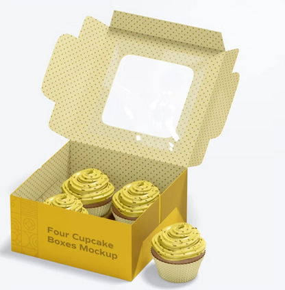 Hot Sale Colored Cardboard Paper Single Individual Para Cupcakes Gift Packaging Boxes Divided for Mini Cake with Window