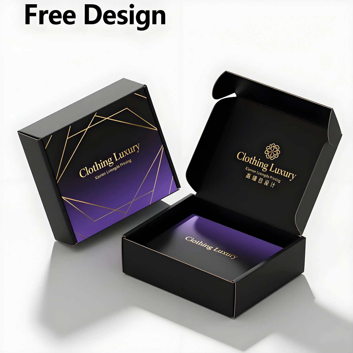 Free Design Clothing Luxury Boxes Eco Friendly Black Paper Cardboard Boxes Customized Black Corrugated Box