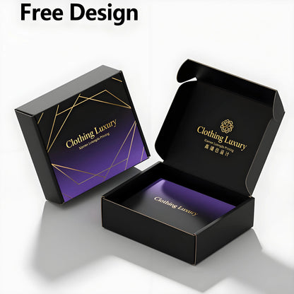 Free Design Clothing Luxury Boxes Eco Friendly Black Paper Cardboard Boxes Customized Black Corrugated Box