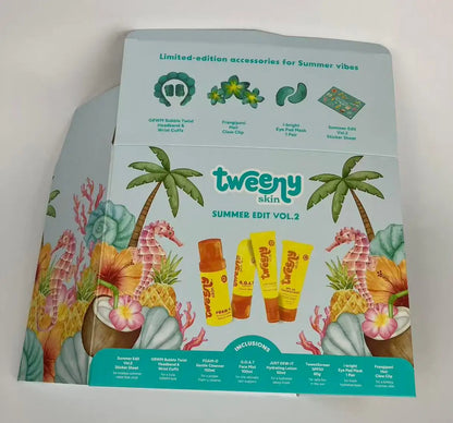White Card Auto-Lock Bottom Box with Yellow Blue Patterns Matte Lamination Recycled Materials Biodegradable Customizable Sizes