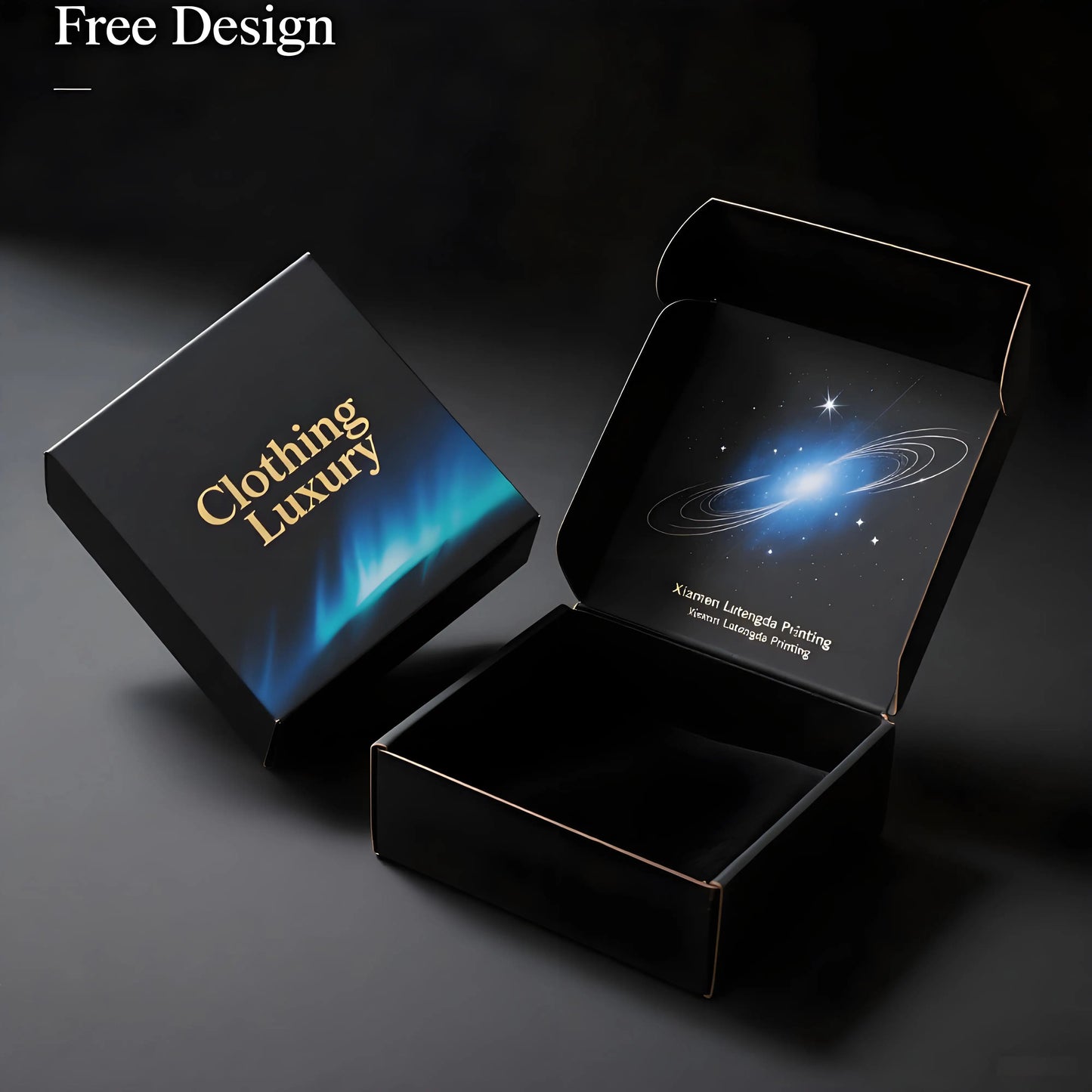 Eco Friendly Black Coated Kraft Paper Cardboard Box Customized Corrugated Custom Size Mailer Luxury Black Shipping Box Packaging