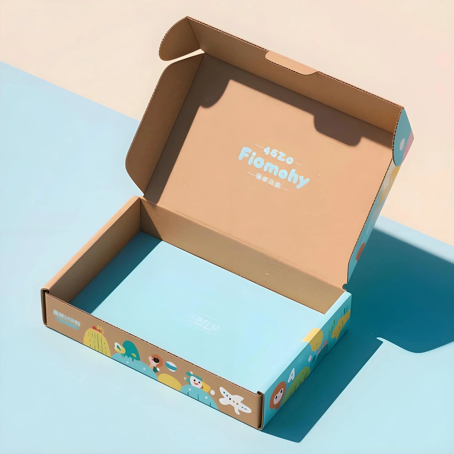 Patterned Colored Boxes with Patterned Cartoon Character Design Patterned Cartoon Character Patterned Colored Boxes