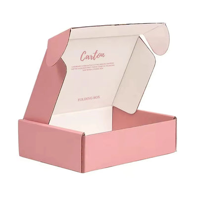 Custom Printed Light Pink Wig Packaging Gift Paper Cardboard Corrugated Shoe Mailer Boxes for Shipping