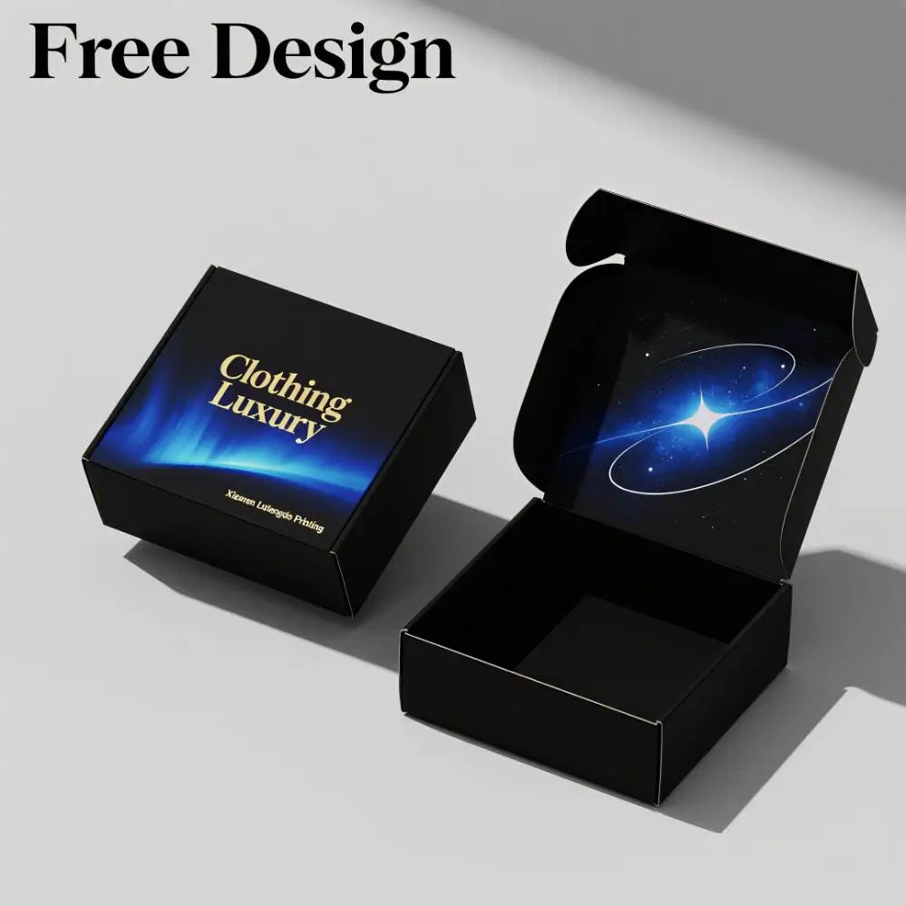 Eco Friendly Black Coated Kraft Paper Cardboard Box Customized Corrugated Custom Size Mailer Luxury Black Shipping Box Packaging