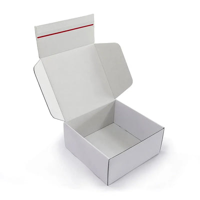 White Kraft Paper Mailer Box Self-Seal Zipper Adhesive Strip Tape Shipping Corrugated Cardboard