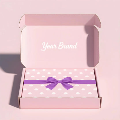 Patterned Character Patterned Colored Gift Box with Pink Bow Patterned Character Patterned Colored Pink Bow Gift Box