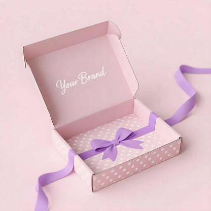Patterned Character Patterned Colored Gift Box with Pink Bow Patterned Character Patterned Colored Pink Bow Gift Box