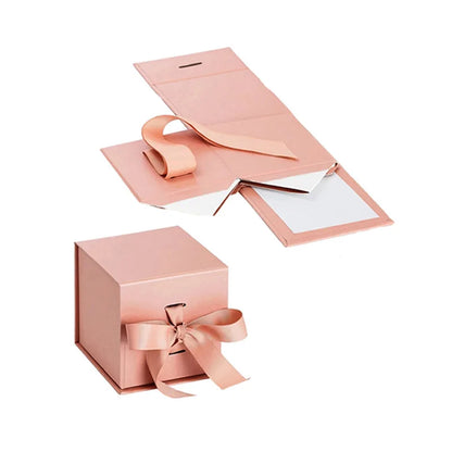 Customised Large Black Paper Rigid Cardboard Folding Magnetic Gift Boxes Packaging with Ribbon Wholesale ISO9001