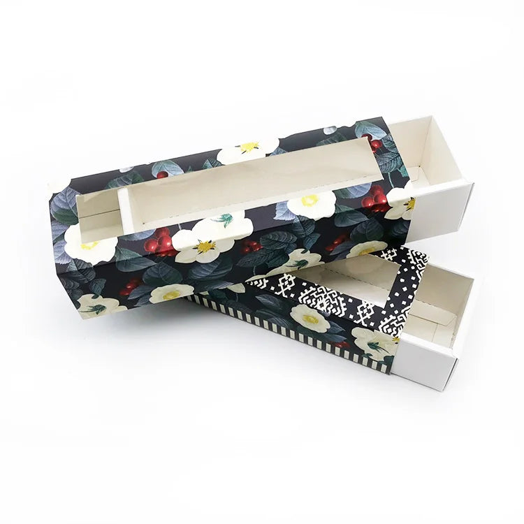 Wholesale Cardstock Drawer Match Box with clear Window for Macaron Cookie Snack Candy