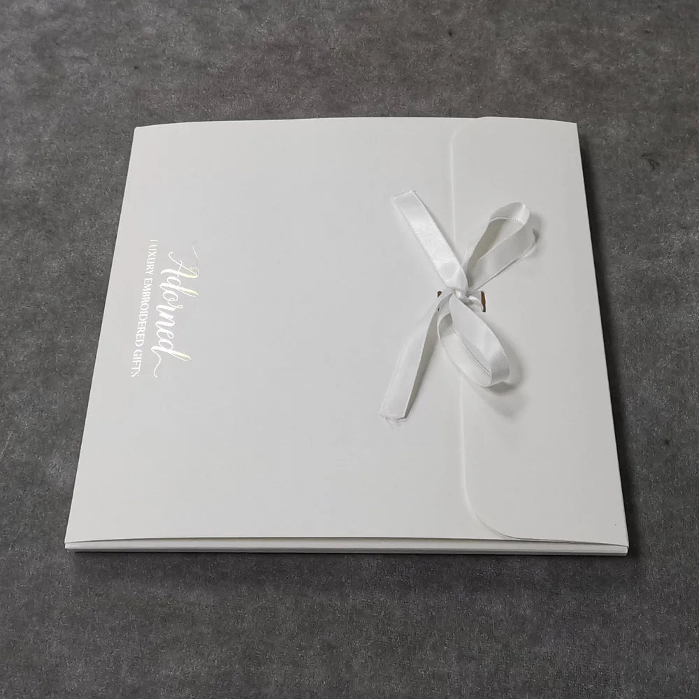 Eco Friendly Cardboard Envelope Packaging Gift Boxes with Ribbon Gold Foiled logo