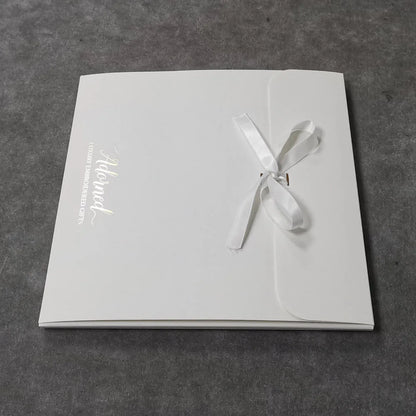 Eco Friendly Cardboard Envelope Packaging Gift Boxes with Ribbon Gold Foiled logo