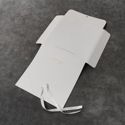 Eco Friendly Cardboard Envelope Packaging Gift Boxes with Ribbon Gold Foiled logo