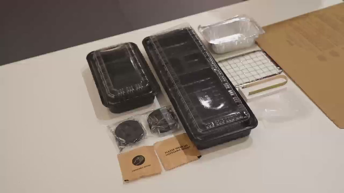 Custom BBQ Grill Kit Paper Box | Black Magnetic Lid Packaging for Outdoor Barbecue Sets | MOQ 100 pcs