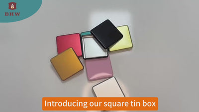 Custom 91x91x20mm Flat Square Rounded Corner Tin Box | Multi-Color Green Gray Gold Black Red Orange Teal Flat Press Lid Full-Color Print for Tea Jewelry Card Stationery & Small Brand Gift Tin | MOQ 100 pcs