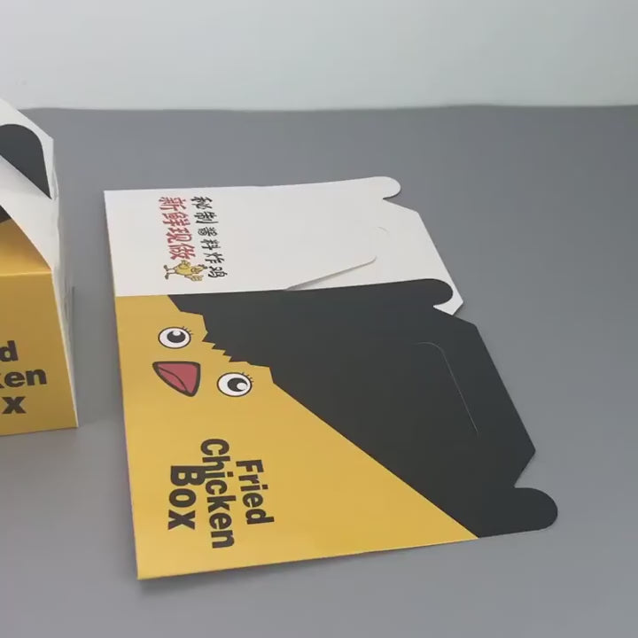 Juego de Cajas para Comida de Pollo Impresas Personalizadas | Caja con Asa y Cajas con Tapa Abatible con Logo | Cantidad Mínima 100 unidades