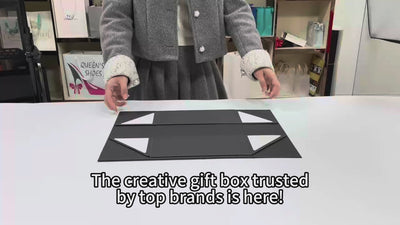 Custom Matte Black Large Magnetic Gift Box | Silver Logo Interior Print for Luxury Apparel Menswear Sportswear & Corporate Gifts | MOQ 100 pcs
