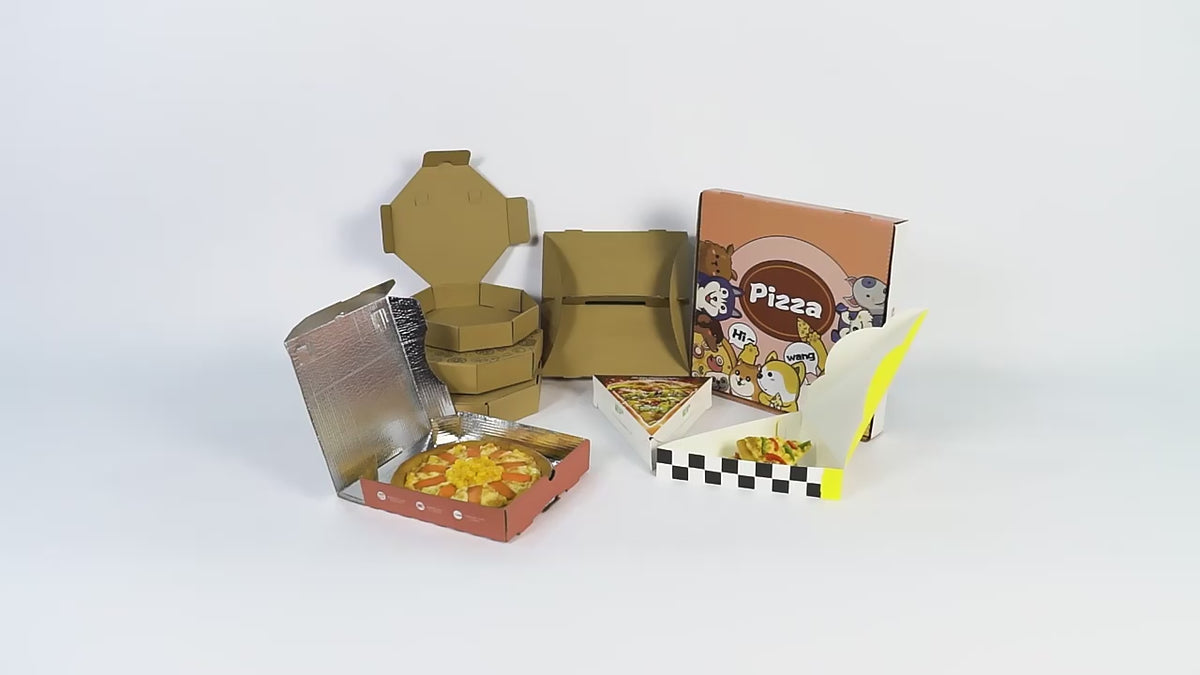 Caja de pizza clásica tricolor italiana personalizada | Impresión a todo color en rojo, beige y verde de marca fresca y sabrosa en varios tamaños para embalaje auténtico de restaurante de pizza italiana | MOQ 100 unidades