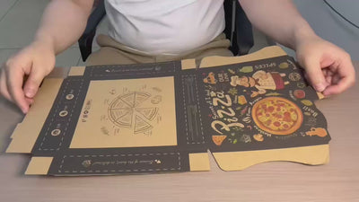 Cajas de pizza octogonales personalizadas | Logotipo en lámina dorada Kraft y embalaje de cartón ondulado negro | Cantidad mínima de pedido: 100 unidades