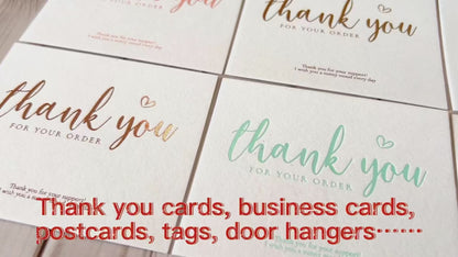 Factory Wholesale Custom Logo Printing Thank You Cards Personalized Paper Insert Card With Envelope Gold Foil UV Print Small Business Gift After-sales Greeting Card OEM ODM