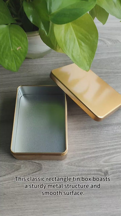 Custom 140x100x45mm Plain Color Rectangle Hinged Tin Box | 8 Colors Black White Red Pink Teal Gold Silver for Cookie Tea Candle Card Jewelry & Brand Gift Tin Packaging | MOQ 100 pcs