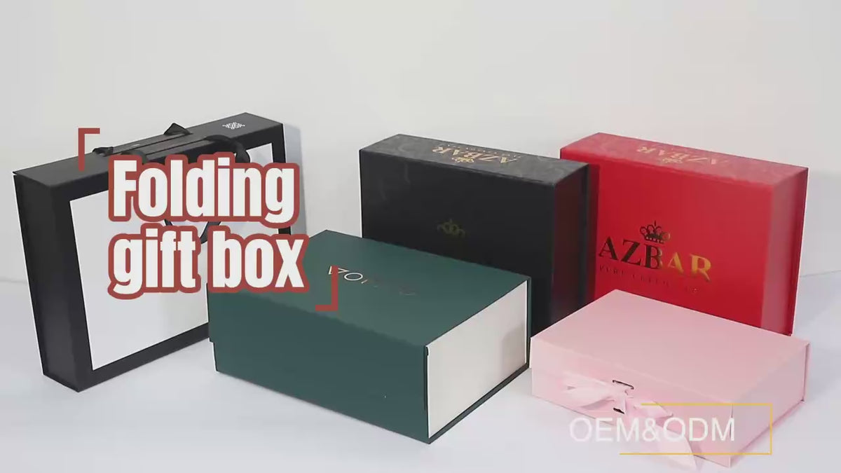 Custom Dark Green Magnetic Gift Box | Gold Foil Botanical Interior Print & EVA Foam Insert Gold Logo Plaque for Perfume Skincare Jewelry & Luxury Corporate Gifts | MOQ 100 pcs