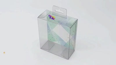 Custom Crystal Clear PVC Folding Display Box with Euro Hang Hole | Multi-Size Optional Full Color Print for Electronics Accessories Toys Beauty Tools Stationery Hardware Small Appliance General Retail Shelf Display | MOQ 100 pcs