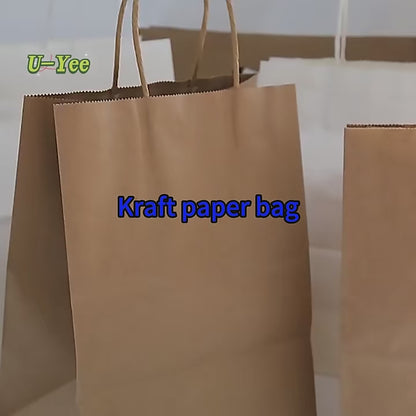 Colorful Kraft Paper Portable Packing Bag Eco Recyclable Custom Logo For Retail Gift Party Grocery Pack