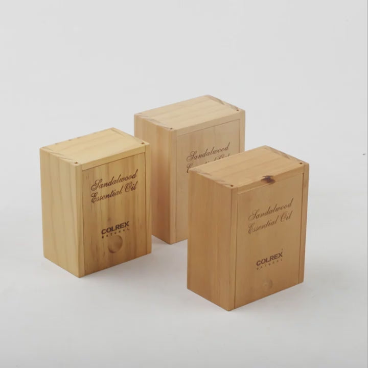 Custom Natural Pine Bamboo Laser Engraved Sliding Lid Small Square Wood Box | Finger Pull Groove Top Brand Logo & Product Name Engraving Unfinished Natural Grain for Essential Oil Soap Candle Tea Organic Brand Gift | MOQ 100 pcs